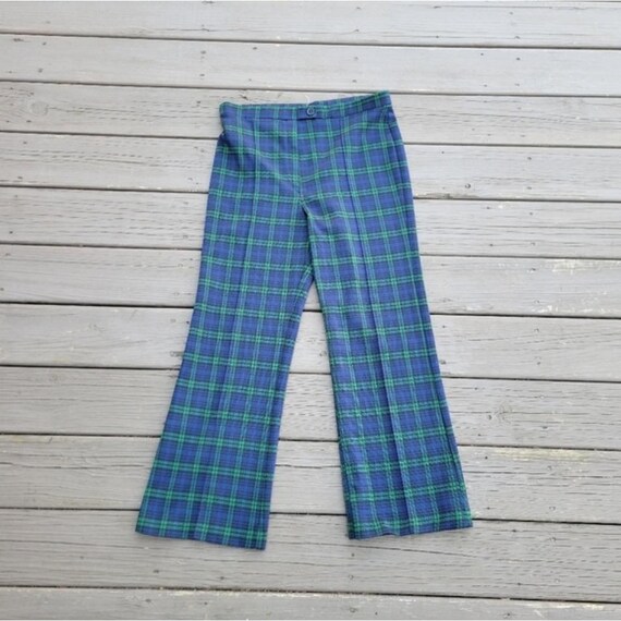 パンツ J. Vital 90s vintage check slacks Vintage 90s Y2k Dark Watch Plaid Blue Green High Rise Wide Leg
