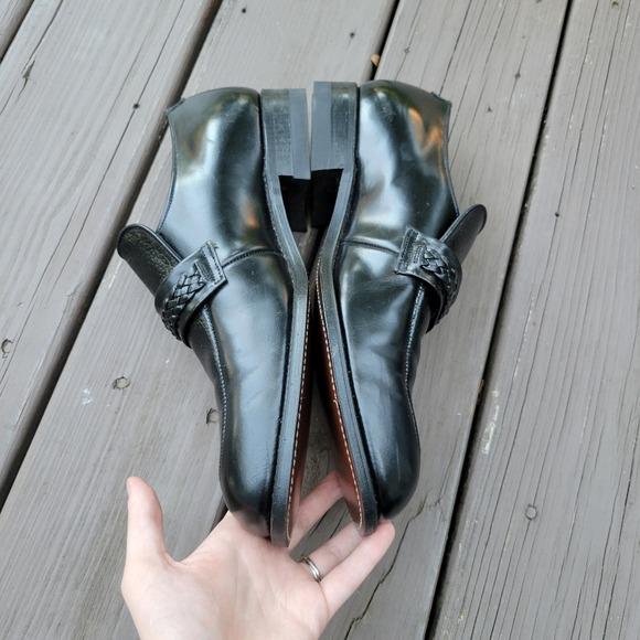 Vintage 60s Mason Shoes Black Leather Braided Vamp‎ Moc Toe Dress Loafers 11.5 Vintage 60s Mason Shoes Black Leather Braided Vamp Moc Toe  main image 4