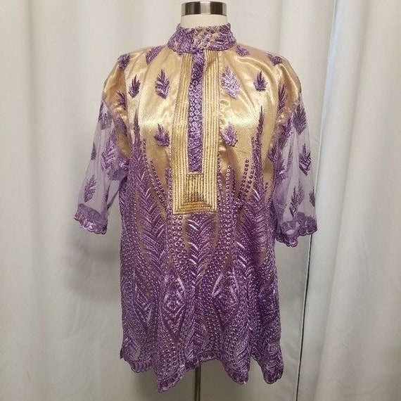 Vintage Handmade African Dishaki Shirt  Embroidere
