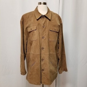 Vintage Paradise Collection Suede Leather Button Down Utility Coat Unisex XL