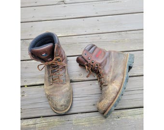 Botas de trabajo Red Wing de cuero marrón, impermeables, con suela Vibram EH 1263, talla 10.5 E2