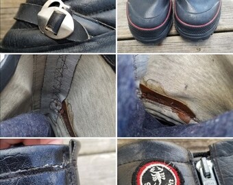Vintage 80s Scorpion Snowmobile Boots Black Leather Red  display picture 3