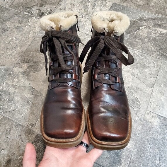 Vintage 90s y2k Bratz Brown Leather Chunky Heel S… - image 4