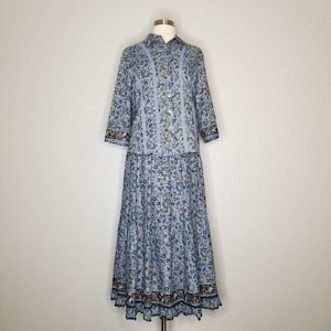 Vintage 90s Boho Cottagecore Floral Prairie 2 Piece Skirt Set Small Petite