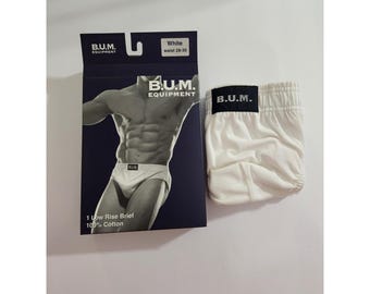 B.U.M. Equipment Low Rise Brief Weiß 100% Baumwolle Vintage NIB 28-30