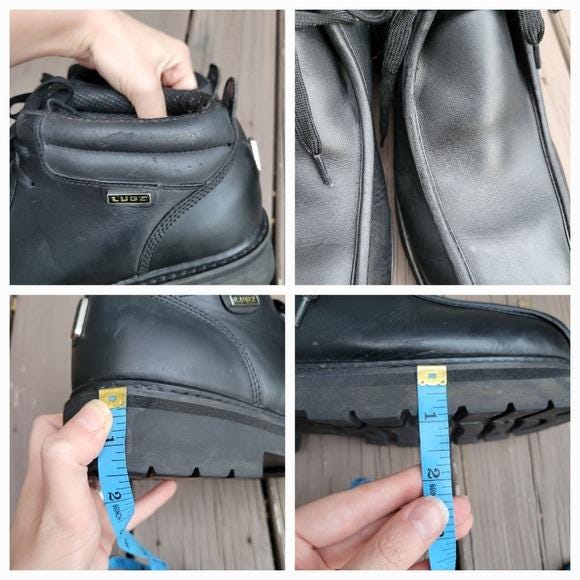 Vintage 90s Y2k Lugz Black Leather Lace-up Baseball Toe Chunky