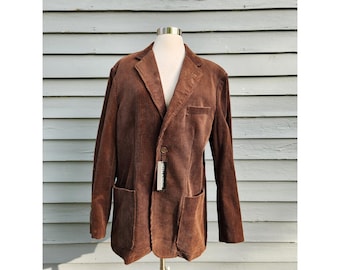 Vintage jaren 90 Andrew Fezza blazer bruin corduroy katoenen sportjas heren M NWT