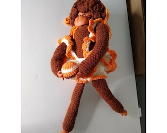 Vintage goma cara peluche mono hecho a mano crochet extraño feo extraño extraño Amigurumi