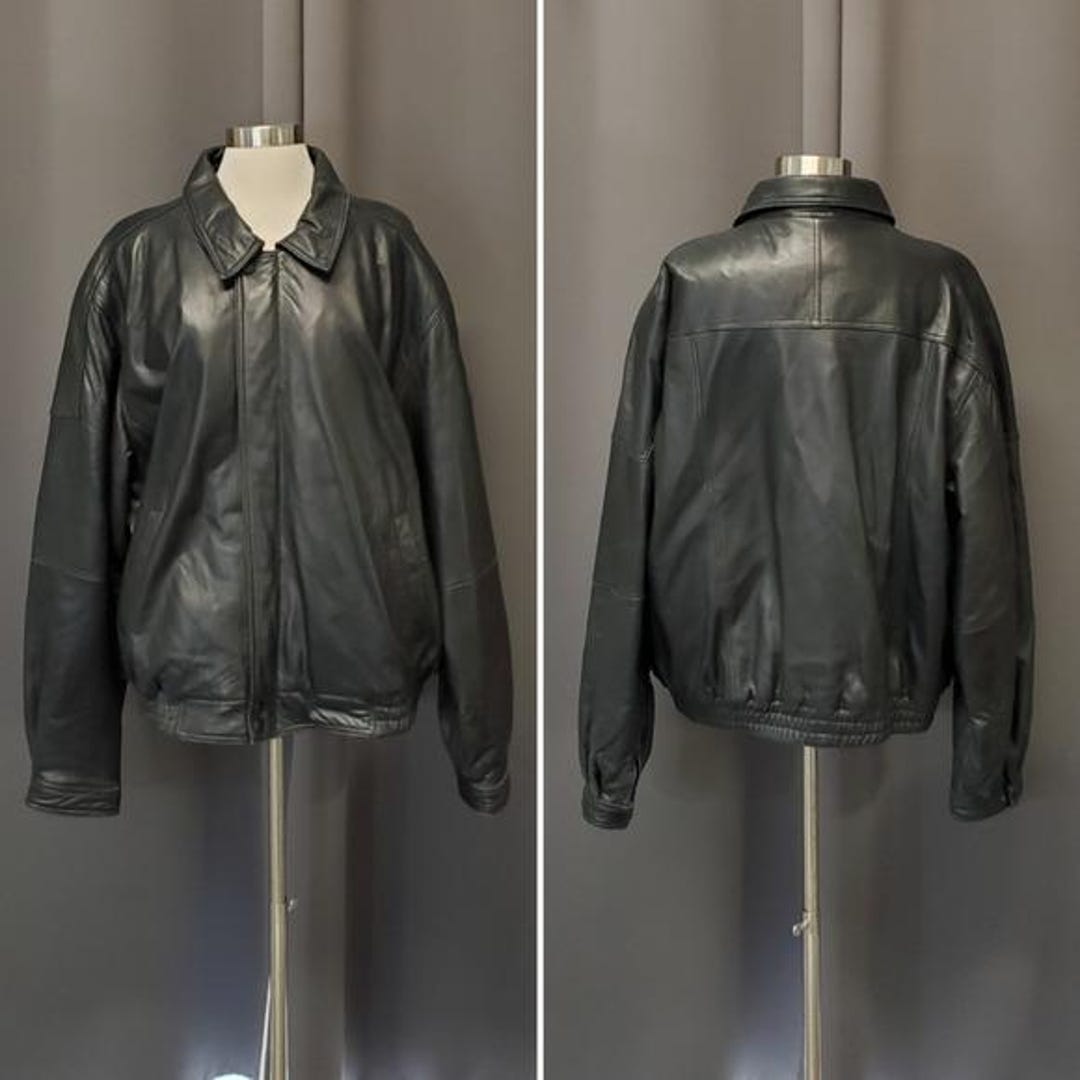ジャケット・アウター INTERMEZZO / 90's Y2K leather car coat Vintage 90s Y2k Black Leather Car Coat Racer Racing Moto Bomber