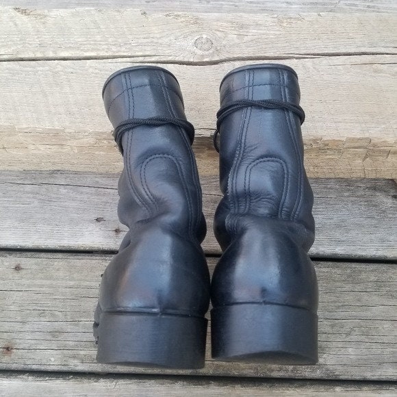 Vintage 90s Y2k Grunge Punk Rock Black Leather Military Issue