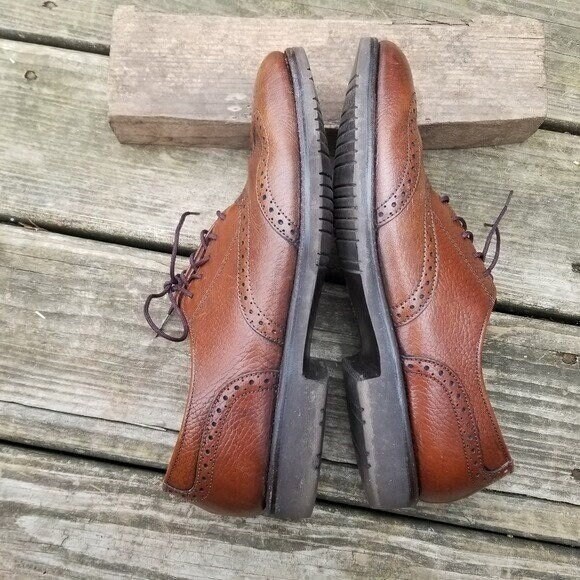 Vintage 70s Brown Leather Wingtip Brogue Vibram Sole‎ Lace-up Derby Oxfords 8 il_1080xN.5595108230_1mi2.jpg main image 3