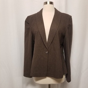 Vintage 80s Retro Pendleton Chocolate Brown Wool Dark Acadamia School Blazer LG
