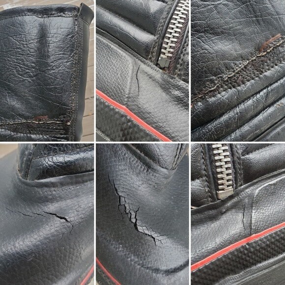 Vintage 80s Scorpion Snowmobile Boots Black Leather Red  display picture 1