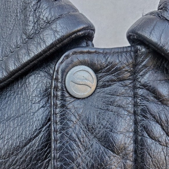 Vintage 90s Y2k Pepsi Points Black Leather Bomber Jacket Car Moto