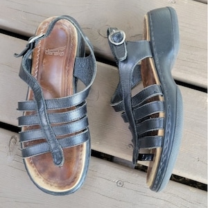 Vintage y2k Dansko Lolita negro tiras hebilla gruesa plataforma zuecos sandalias