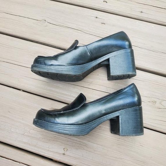 Vintage 90s Y2k Bratz Black Vegan Leather Platform Oxford