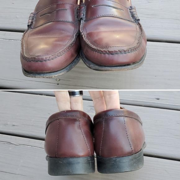 Vintage 90s Y2k Oxblood Burgundy Leather Moc Toe Moccasins 