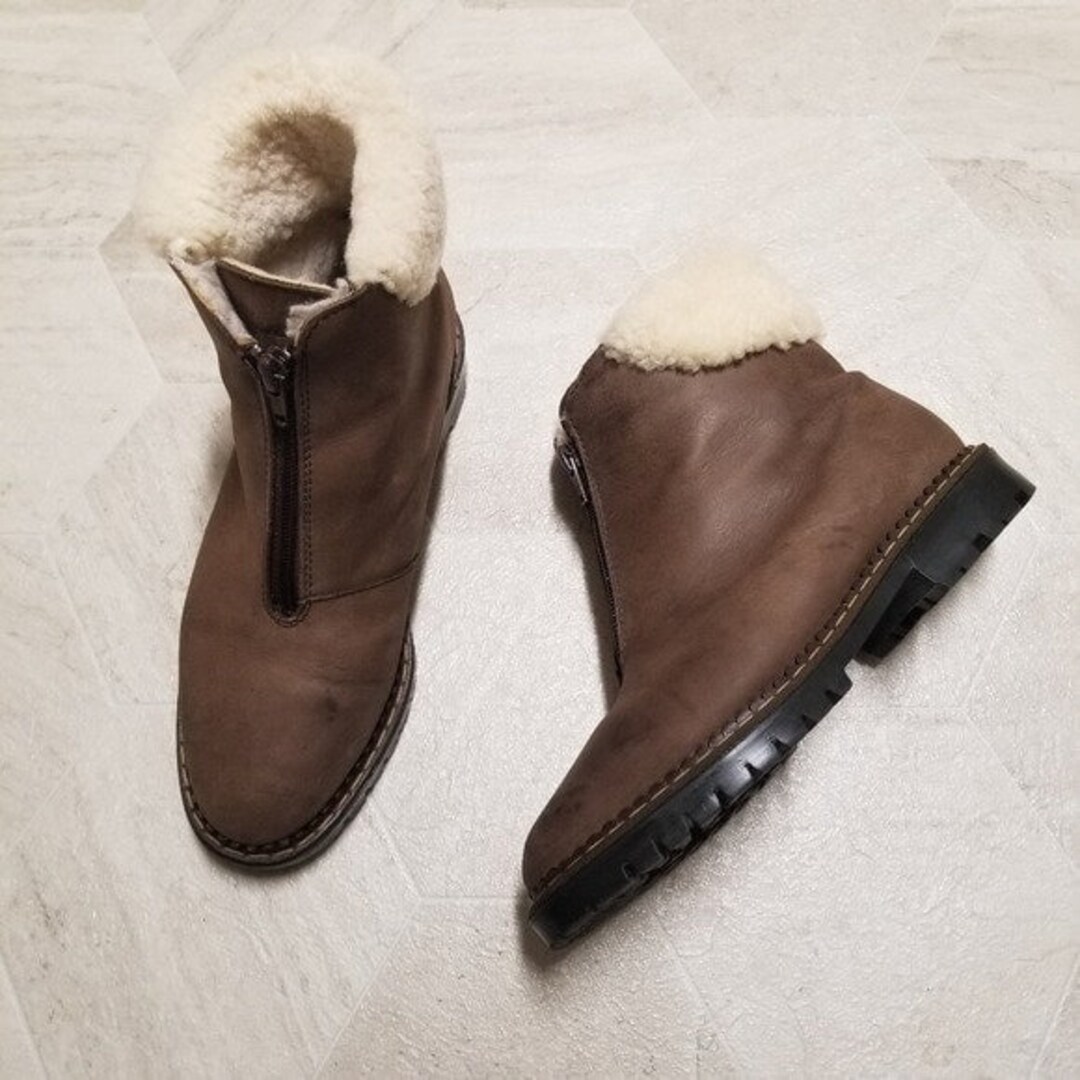 Blondo Waterproof Brown Leather Chunky Heel White Sherpa  display picture 2