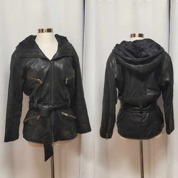 Andrew Marc Black Mens New York Leather Jacket. Vintage