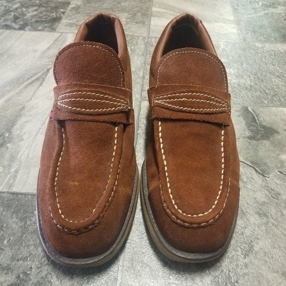 Vintage 70s Iron Age Steel Toe Brown‎ Suede Leather Moccasin Loafers Men\'s 11 Vintage 70s Iron Age Steel Toe Brown Suede Leather Moccasin  main image 2