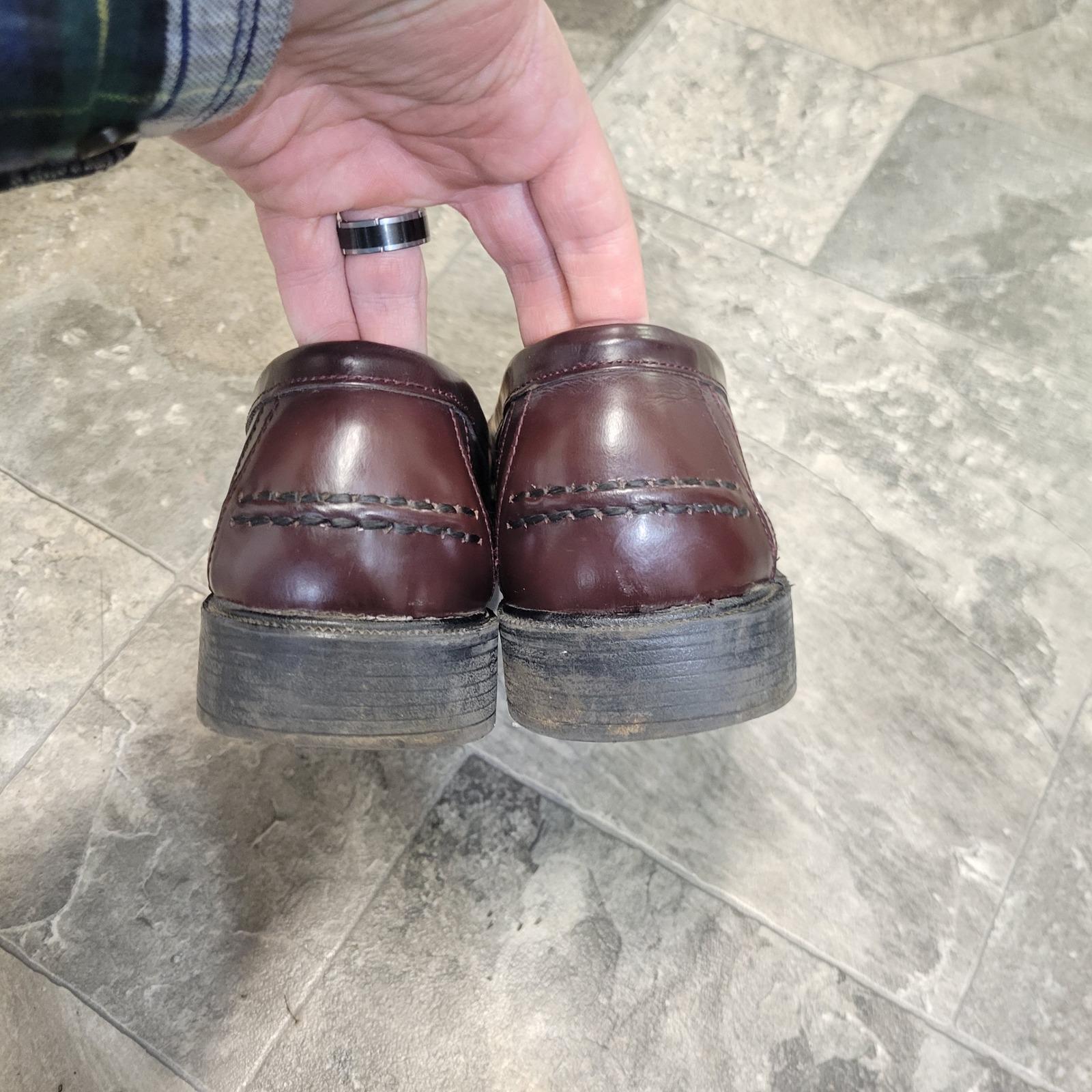 Vintage Nunn Bush Penny Loafers Burgundy Leather Moc Toe  display picture 2