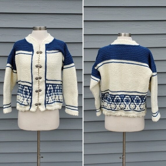 Vintage 70s Handmade Knit Fair Isle lcelandic Ski… - image 1