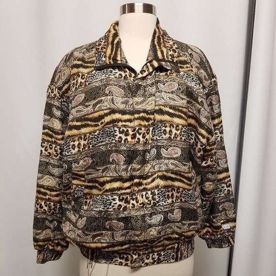 Vintage 80s Retro Fuda Silk Animal Print Tiger Ch… - image 5