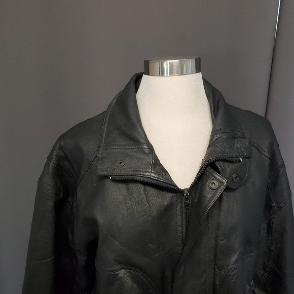 Vintage 90s Y2k Black Leather Aviator Flyboy Flight Insulated