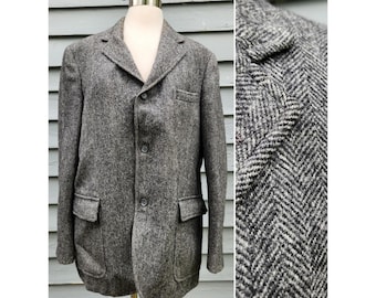 Vintage Brooks Brothers sportjas grijze visgraat tweed blazer met 3 knopen 40RG