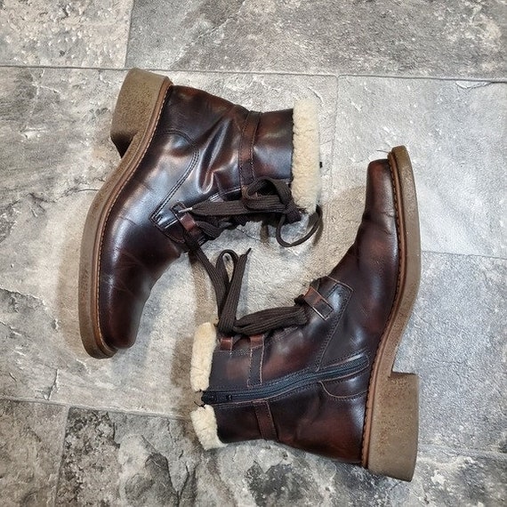 Vintage 90s y2k Bratz Brown Leather Chunky Heel S… - image 2