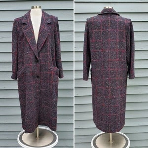 Vintage 80s Retro 3M Thinsulate Wool Acadamia Tartan Plaid Outlander Trench Coat