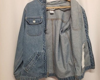 Vintage 90s y2k L.A. Blues Hooded Denim Jean Jacket Unisex Medium