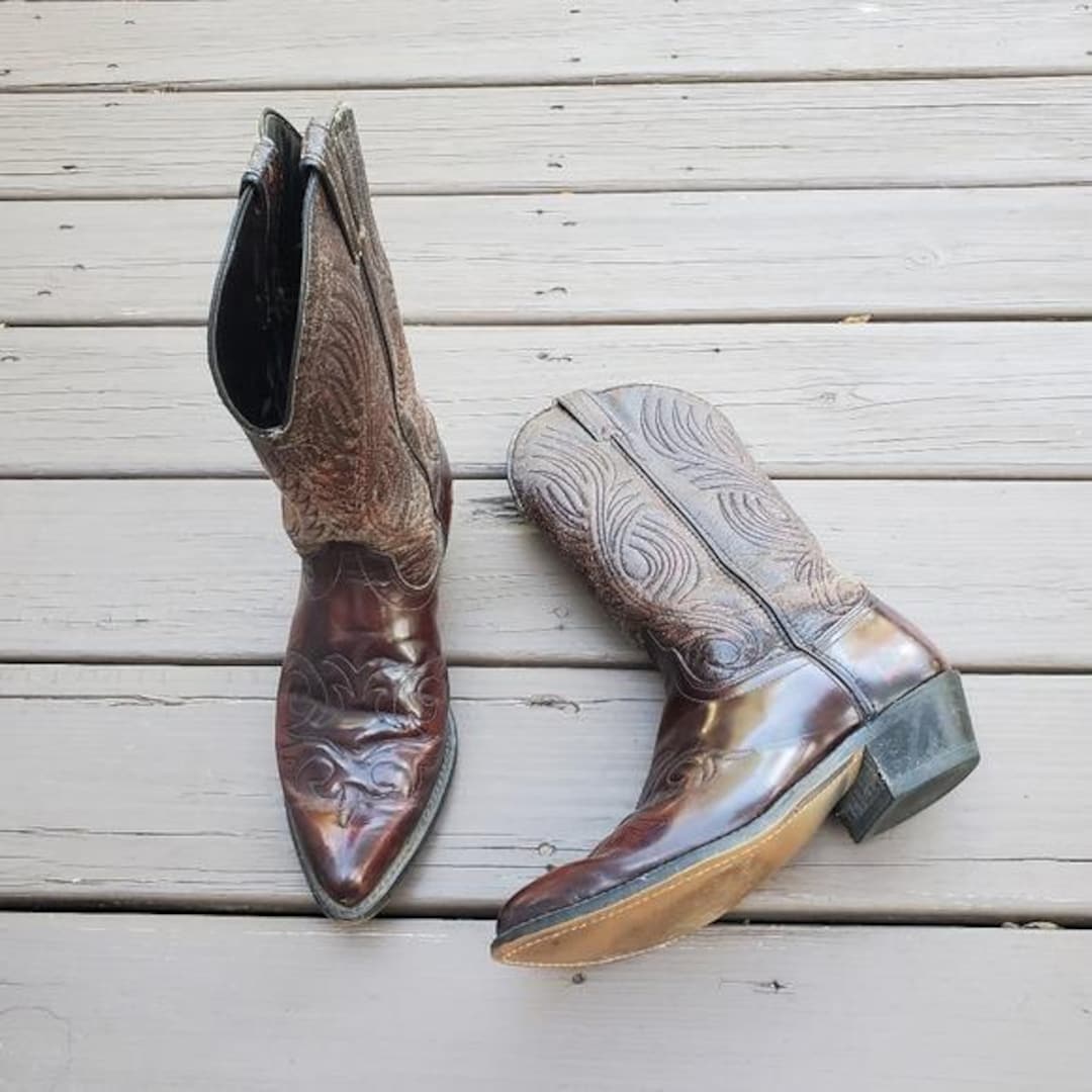 Vintage 80s Laredo Distressed Brown Leather Western Cowboy  display picture 1