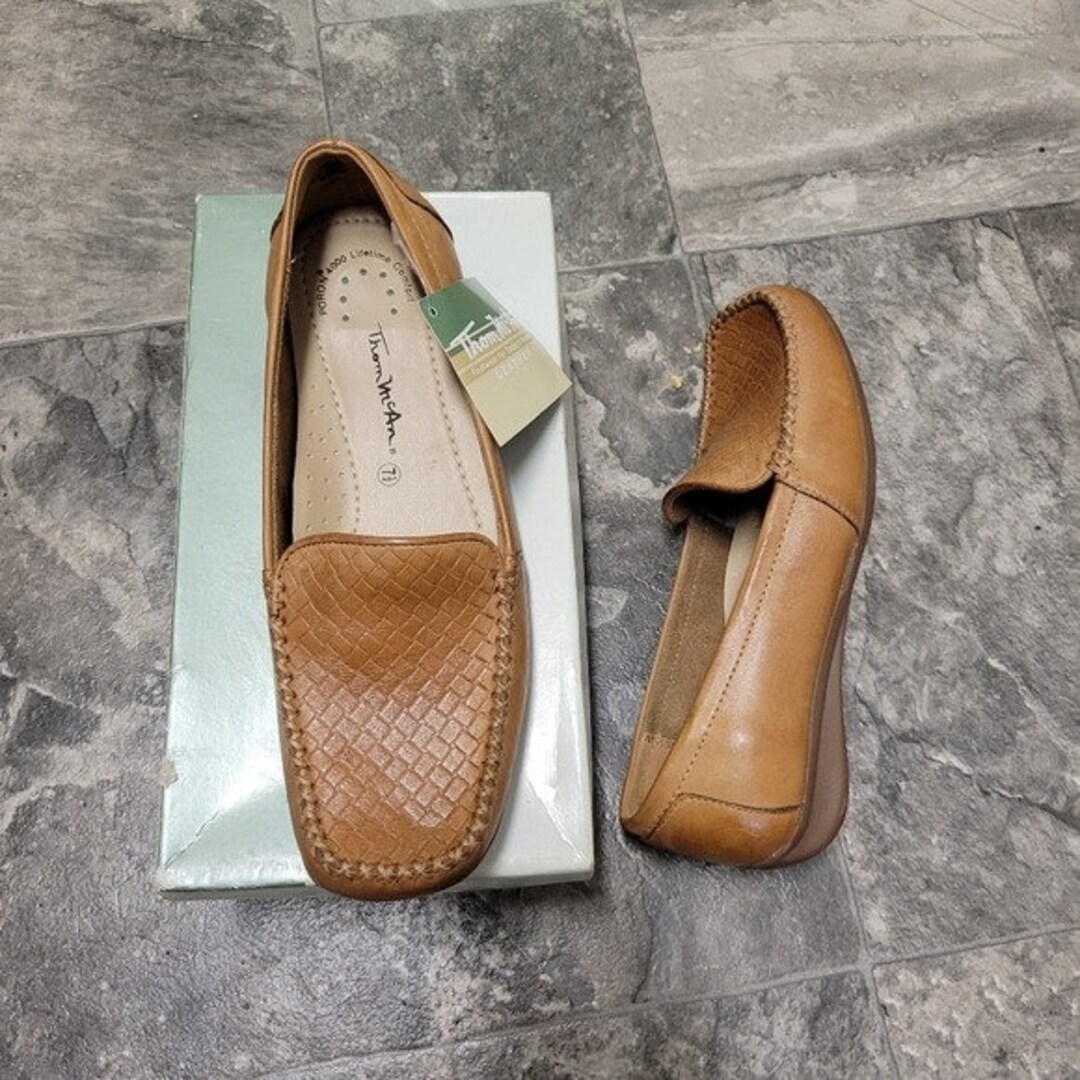 Buy Vintage 90s Y2k Thom Mcan Camel Leather Square Moc Toe Basket Weave  Loafers Online in India