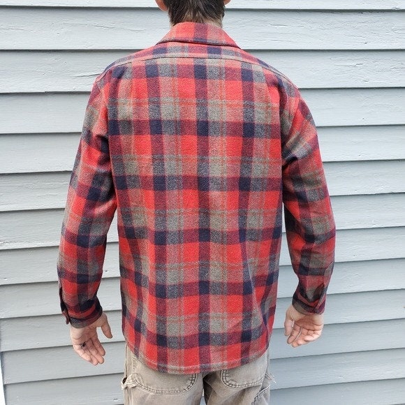 トップス 60s PENDLETON WOOL BOARD SHIRT Vintage 60s Pendleton Wool Board Shirt Red Navy Blue and