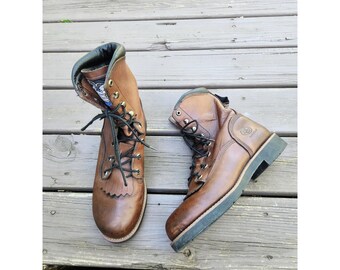 Vintage 1991 Black Leather Steel Toe Combat Boots - US Men