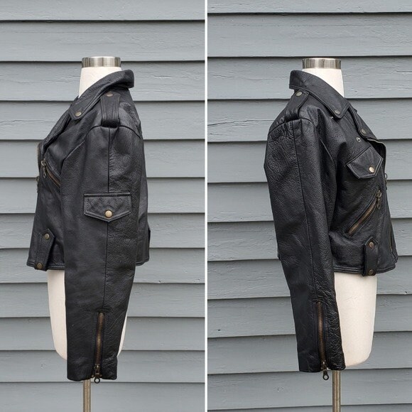 Vintage 90s Y2k Black Leather Moto Motorcycle Punk Goth