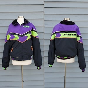 Vintage 90s 80s Retro Bright Colorblock Arctic Cat Ski Snowmobile Racing Jacket
