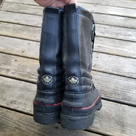 Vintage 80s Scorpion Snowmobile Boots Black Leather Red Stripe Grunge Distressed Vintage 80s Scorpion Snowmobile Boots Black Leather Red  main image 2