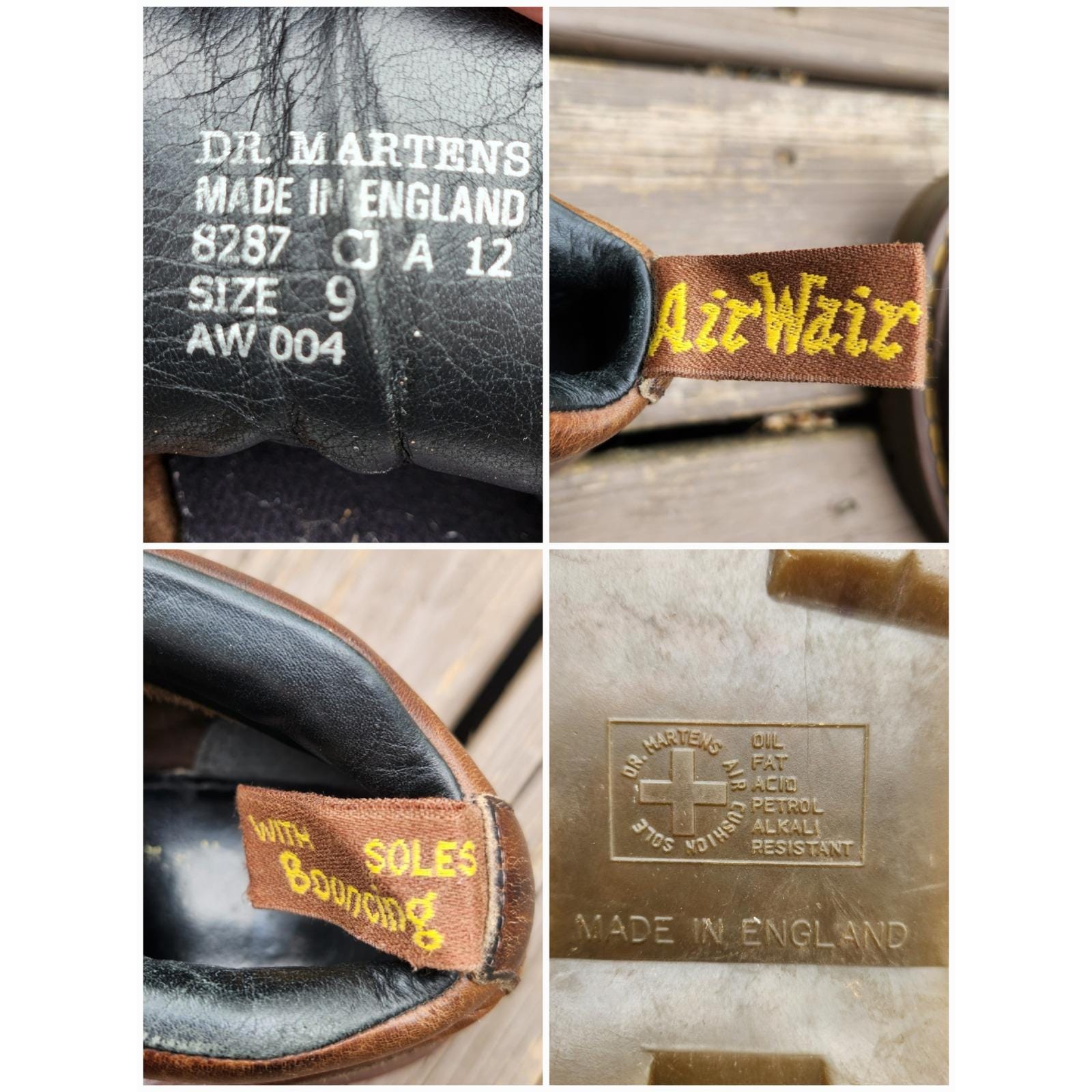 Dr. Martens 8287 Boots Brown Leather Made in England Lace up 