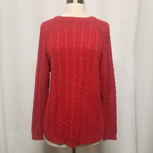 Vintage 90s y2k L. S. A. Classics Cable Knit Pullover Sweater Ramie Cotton Blend Red