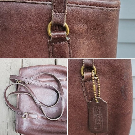 Vintage 90s Coach Brown Leather Framed Hinged Ope… - image 5