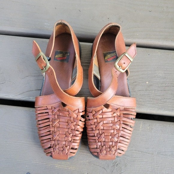 【2000archives】24HS SUMMER TRACKSTAR SANDAL Vintage 90s Y2k Aerosoles Strappy Caged Huarache Buckle