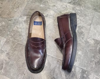 Vintage 90s Y2k Oxblood Burgundy Leather Moc Toe Moccasins  display picture 3