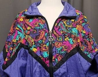 Vintage 80s Retro Swishy Track Trap Jacket Medium Windbreaker - Etsy