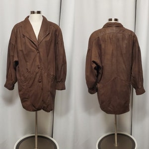 Vintage 90s y2k Wilsons Brown Leather  Car Coat Jacket Woman&#39;s Medium
