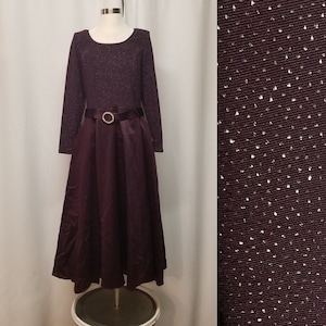 Vintage 90s y2k Jessica McClintock Plum Purple Glitter Sparkle Prom Maxi Dress M