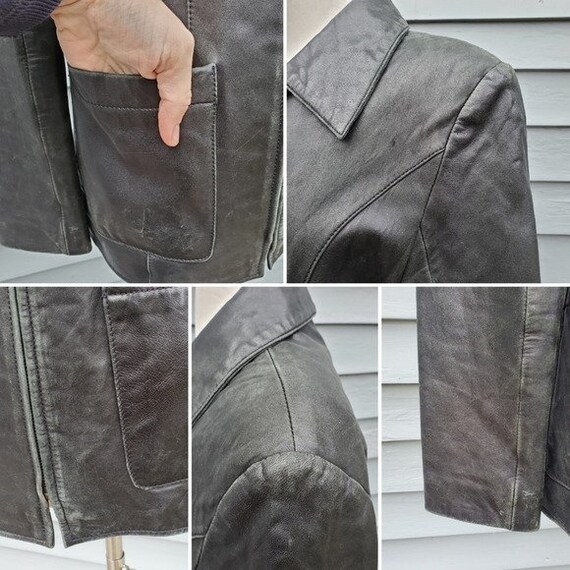 Vintage 90s y2k Wilson's Black Leather Mid Length… - image 5