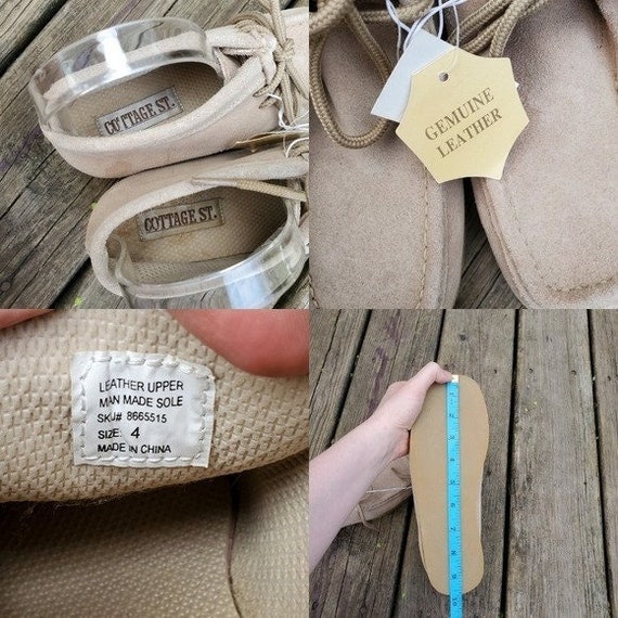 Vintage Tan Suede Leather Moccasin Moc Square Toe Ank… - Gem