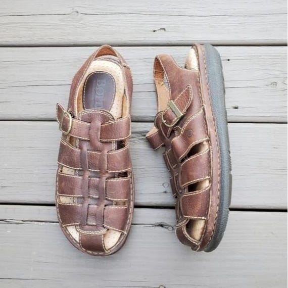 Vintage 90s Y2k Born Greek Fisherman Chunky Platform Buckle  display picture 1